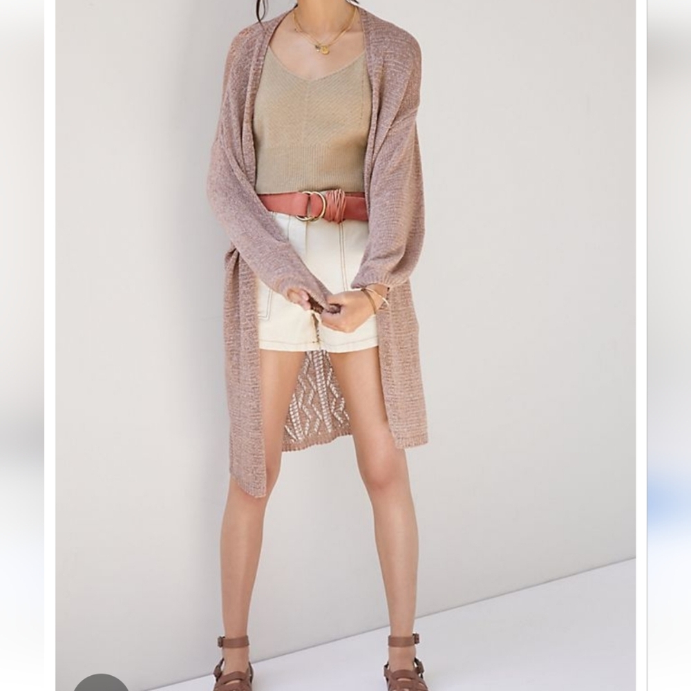 Crochet Duster Cardigan Anthropologie Tan